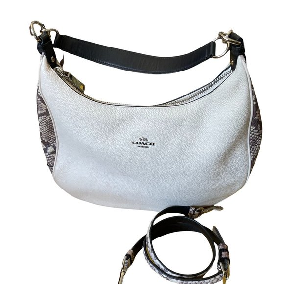 Coach Ivory and Gray Reptile Print Trim Should Bag - Picture 1 of 7